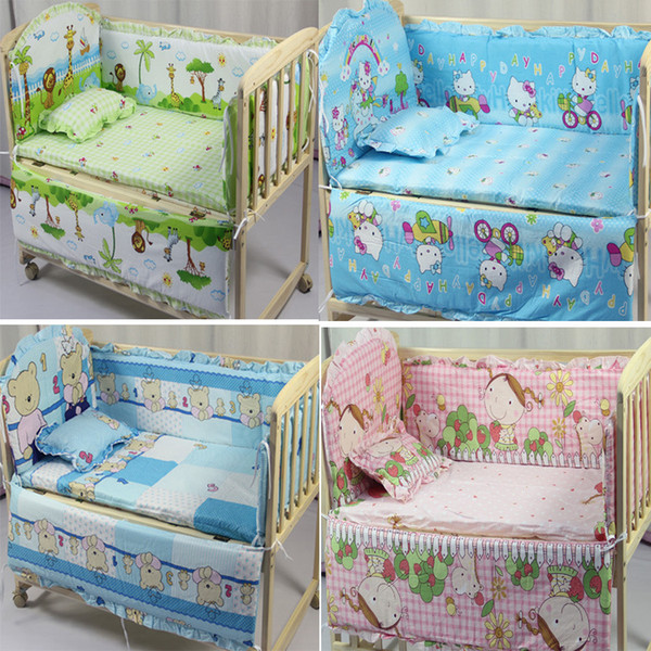 Wholesale Baby Room Decor 5 Pcs/sets Animal Baby Bedding Set 100% Cotton Curtain Crib Bumper 100*58cm Washable Baby Bed Bumper