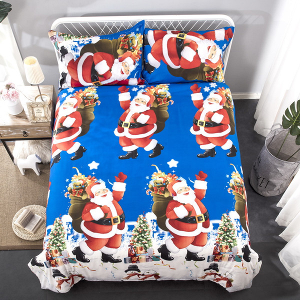 2 pieces American and European Style Santa Clause Bedding Set One Duvet Cover and two Pillow Covers Twin size Bed Covers Home Textiles GC004