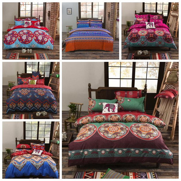 11 Styles 4pcs/set Bohemian Style Quilt Cover Set Cartoon Boho Comforter Bedding Sets Bohemian 3D Printed Bedding Sets CCA10514 12set