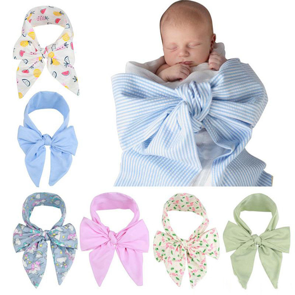 Baby wrap cloth super big bow bowknot swaddle baby photography props newborn infant stripe floral creative bow photo use