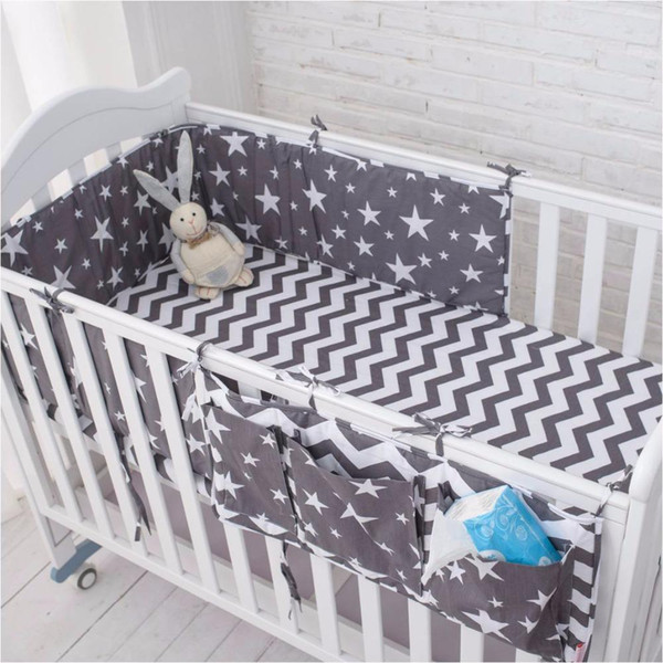 2018 Grey Star Bedding Set,Multi-functional Baby Safe Sleeping Bed Set Soft Baby Cot Bed Hanging Storage Bag