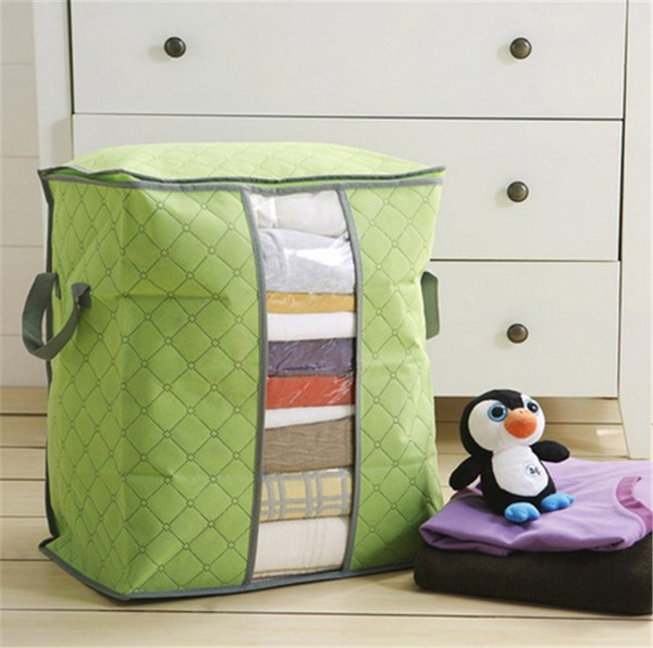 Large Size Women Quilt Storage Bag Portable Foldable Bedding Sets Blankets Pillow Clothes Organizer Box Bamboo Charcoal Storage Bags New