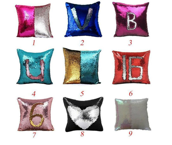 Sequin Pillow Case Reversible Sequin Mermaid Glitter Sofa Cushion Cover Pillow Case Double Color Pillowslip Case cover 40*40cm 30 PCS