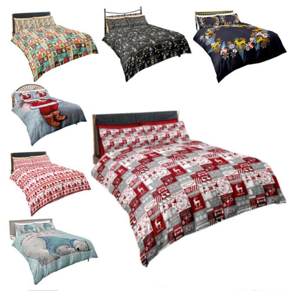 Christmas Bedding Sets Quilt Cover Pillows 3D Cartoon Printing Duvet Cover Supplies Three-piece Suit Santa Claus Printed Bedroom Bedding new