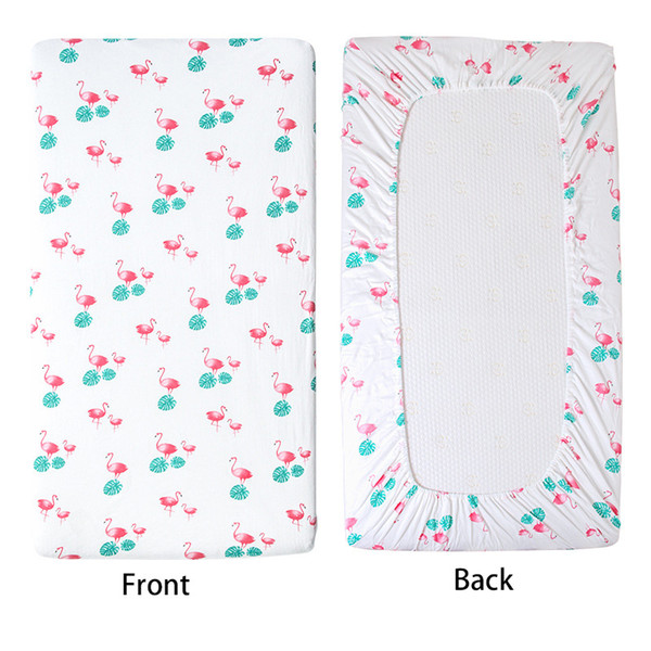 Soft Breathable Linen Mattress Cover Infant Fitted Baby Bed Knitted Bonnets Sheets Pure Cotton Cute Flamingo Crib Sheets