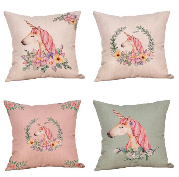 Hot Fashion Vintage Unicorn Pattern Pillow Case Home Party Decoration Cushion Cover Soft Gifts Free Shipping BY0504