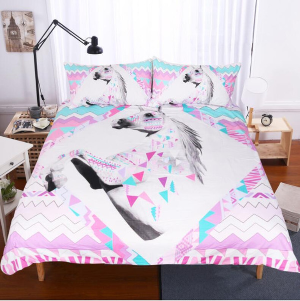 3D Unicorn Bedding Sets Duvet Covers for Twin King Size Bed Europe Style Bedding Duvet Cover Sheets Pillow Shams Cover PXF 001