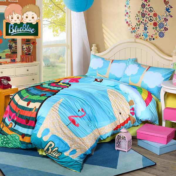 HOT 3D Children Cartoon Flannel Bedding Sets Bedclothes 12 Colors Three Four-piece 3D Printing Flannel Warm Bedding Set Pillows Bedsheet