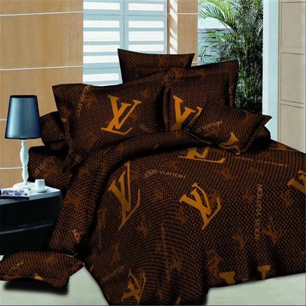 New design minimalist bedding set of four aloe vera cotton chemical fiber comfortable letter printing four pieces bedding set