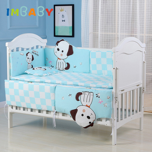 IMBABY 5pcs Baby Bedding Set Crib Sides Bedding For Children Bed Linen Baby Bed Cotton Soft Bumper Pillowcase Infant Sheet