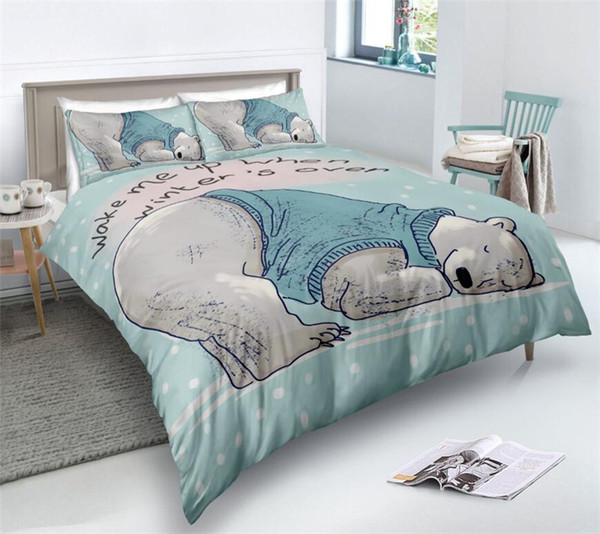 Christmas Bedding Sets Quilt Cover Pillows 3D Cartoon Printing Duvet Cover Supplies Three-piece Suit Santa Claus Printed Bedroom Bedding Hot