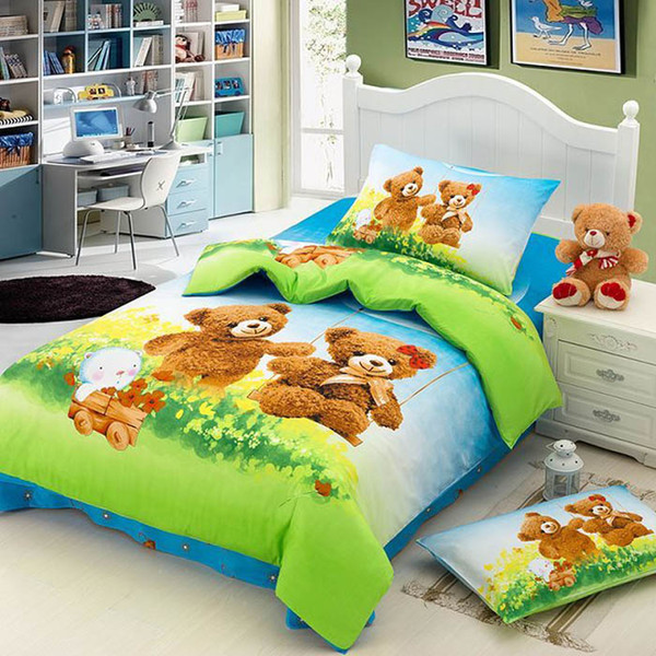 3D Lover BEARS Cartoon 4pcs Bedding Bedding Set Children's Gift BED SHEET DUVET COVER Free Shipping C357