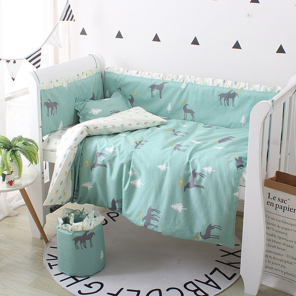 4 pcs /set Cute Baby Bedding Set Cotton Baby Bedding Set Including 4pcs Bumpers Soft Bumper For Cot Crib Bumpers Four Seasons