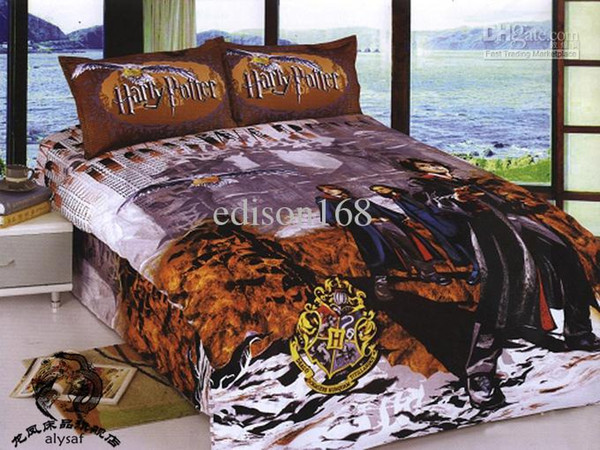 New beautiful Harry Potter Cartoon 4pcs-set Kids Bed Quilt Cover bedding sets in a bag