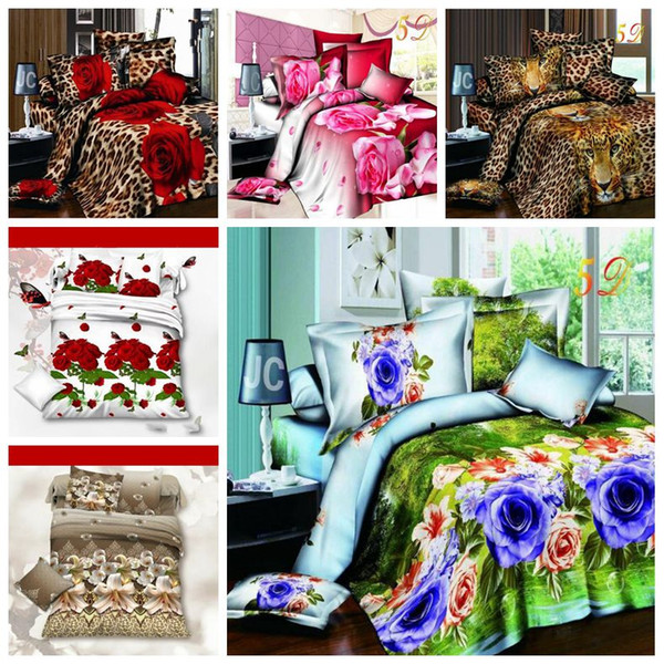 6 Styles 3D Flower Printing 4pcs Suit Bedding Sets Oil Painting Quilt Cover Luxury Sheet Home Textile Bedding sets CCA10196 12pcs