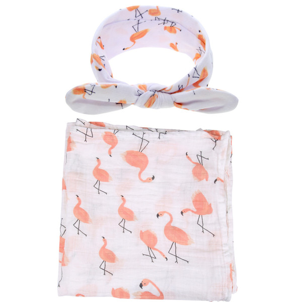 Infant Baby Peach Mango Fruit Swaddle Sack Baby Soft Cotton Cactus Flamingo Printed Cocoon Sleep Sack With Matching Headband Sets