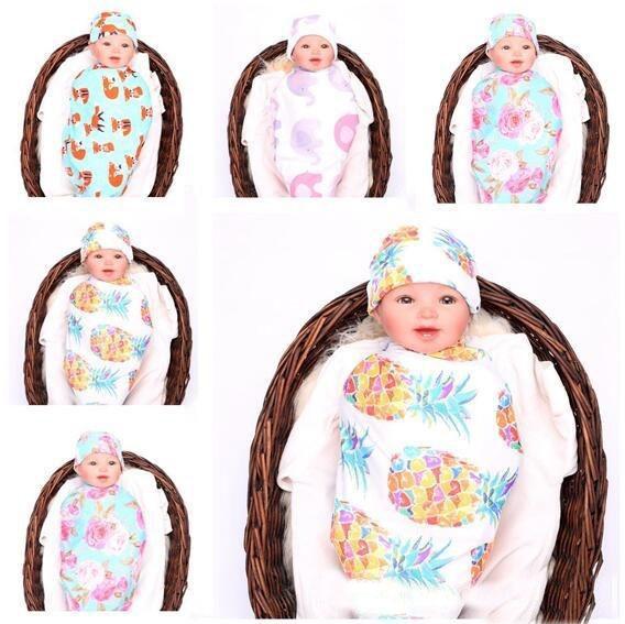 Newborn Baby Blanket Pineapple Elephant Swaddle Sleeping Bags with Hat Sleepsack Stroller Wrap Outwear Fox 5 Colors Blanket Free Shipping