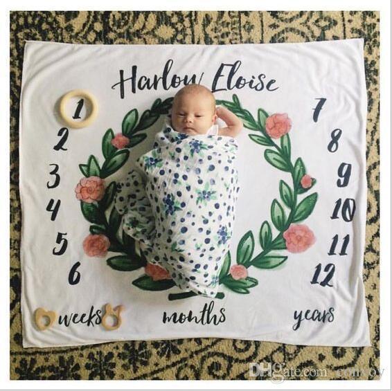 Ins Hot Newborn Baby Photography Blanket Baby Boys Girls Unisex Flowers Print Swaddling Wraps Infant Props blanket 100*100cm BHB14