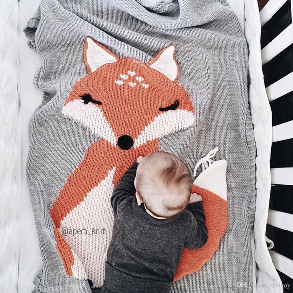 Baby Kids Fox Pattern Blankets Cute Crochet blanket Girls Boys Bedroom Sleeping quilt Sofa Nap Air Condition Blankets Free DHL BHB12