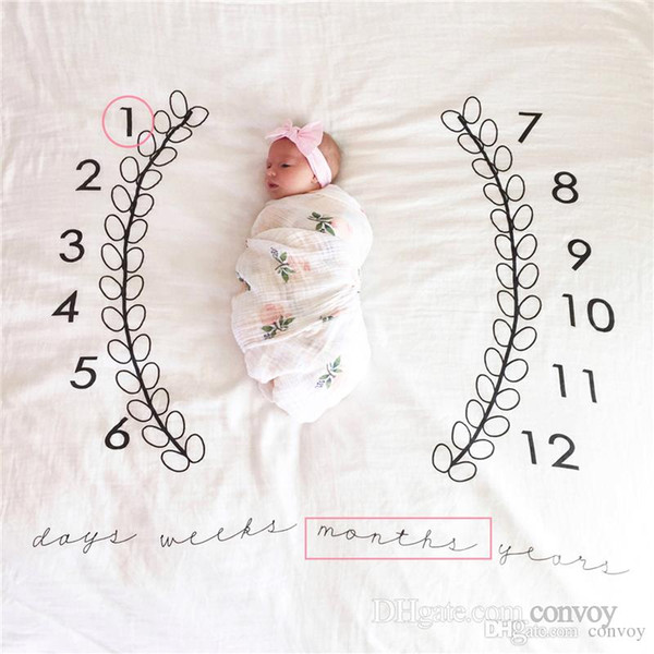 New Baby photography background blanket photo prop Baby backdrops infant Cotton Swaddling wrap soft Number print cloth mat 4 Colors BHB27