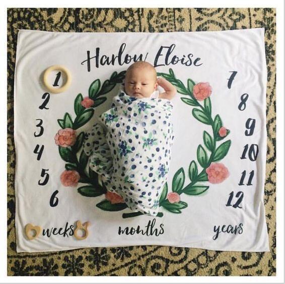 Ins Hot Newborn Baby Photography Blanket Baby Boys Girls Unisex Flowers Print Swaddling Wraps Infant Props blanket 100*100cm BHB14