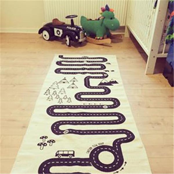 New INS Infants And Young Children Cotton Blanket 180 * 70CM Nordic Style Black White Blanket Crawling Racing Adventure Game Cotton blanket