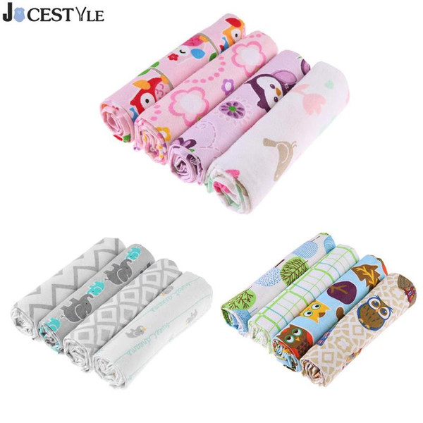 4pcs Cotton Cartoon Print Newborn Baby Blanket Bedding Infant Swaddle Towel Sleepsack Stroller Cover Play Mat