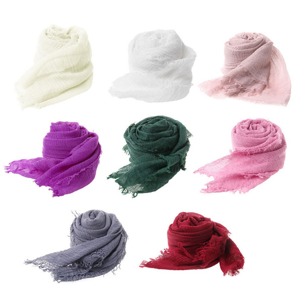 Fashion Tassels Scarf Fabric Soft Baby Photography Prop Filling Newborn Cheesecloth Wrap MAY16-B