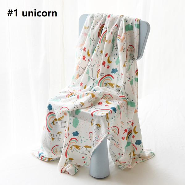 DHL Mermaid Unicorn Soft Bamboo Muslin Swaddle Blanket for Newborn Infant Ins 25 prints Stroller Cover 2layers 120*120cm Quality Box