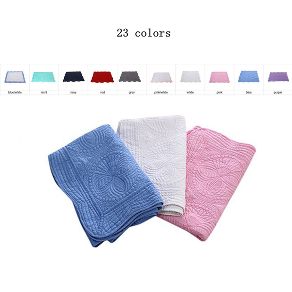 23 Colors INS Baby Blanket Toddler Pure Cotton Embroidered Blanket Infant Ruffle Quilt Swaddling Breathable Conditioning Blanket MMA1598-2