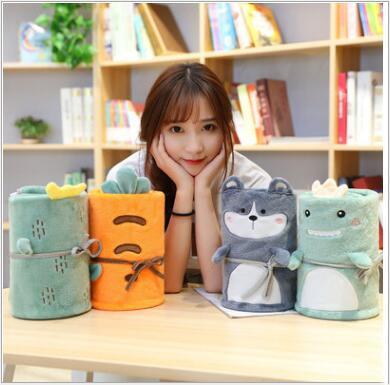 Animal Roll Blankets Cartoon Nap Office Blanket Flannel Dinosaur Air Condition Blanket Kindergarten Folding Christmas Cactus Carpet C7114