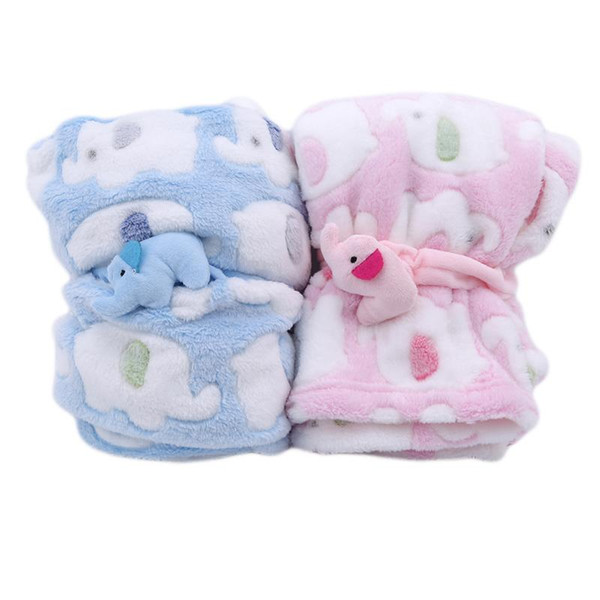 New Cute Elephant Cartoon Baby Blankets Newborn Elephant Air Conditioning Quilt Coral Velvet Pillow Quilt dual-use Hot Sale