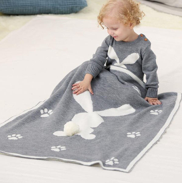 Baby Rabbit Blanket Easter Toddler Infant Kids Soft Swaddle Knitted Blanket Cartoon 3D Bunny Blanket OOA7618-7