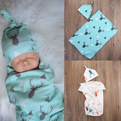 Cute Toddler Kids Newborn Baby Boys Girls Stretch Cotton Wrap Swaddle Animal Blanket Bath Towel