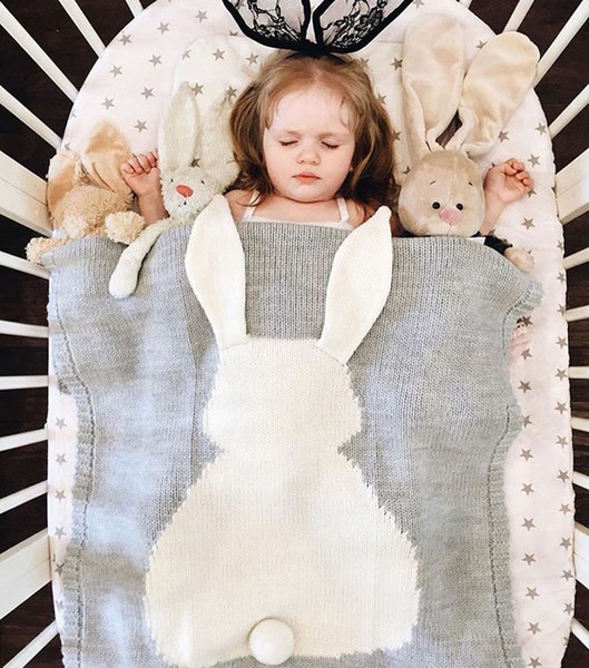 5 Color INS Baby Girls Cute rabbit Knitted Blankets Sleeping Swaddling Sleeping Bags Cute Children Blanket kids Bunny Swaddling B001