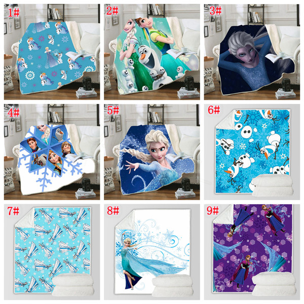 9styles snow princess kids blanket 3D digital printing blanket autumn winter warm blanket home sofa car office blankets 150*130cm FFA3484