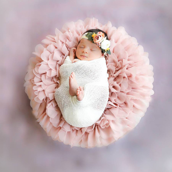 2pcs/lot Soft Chiffon Round Blanket for NEWBORN PHOTOGRAPHY PROPS Diameter around 49-50cm BABY SHOWER GIFT CJ191217