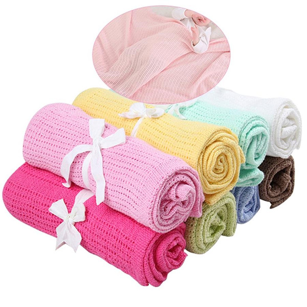 Infant Baby Hole Blanket Swaddle Wrap Newborn Blankets Muslin Crochet Cotton Air Conditioning Sleeping Blanket Stroller Blanket