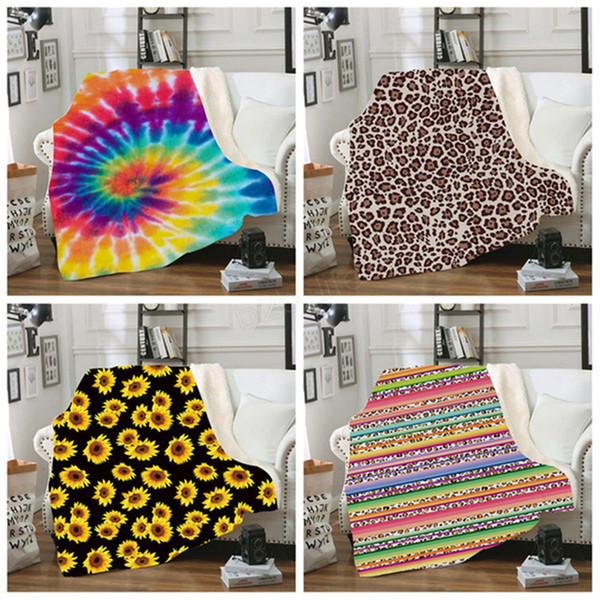 Sherpa Blanket 150*130cm sunflower floral striled leopard 3D Printed Kids Winter Plush Shawl Couch sofa throw Fleece Wrap HN26