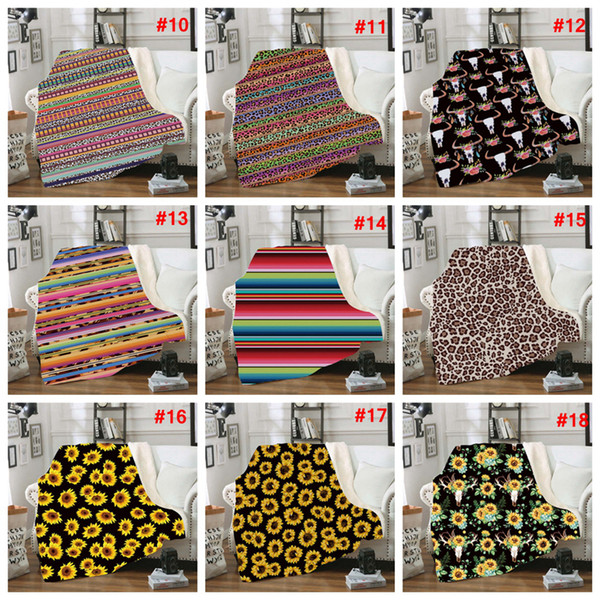 Sherpa Blanket 150*200cm sunflower floral striled leopard 3D Printed adult Winter Plush Shawl Couch sofa throw Fleece Wrap LJJA3275-4