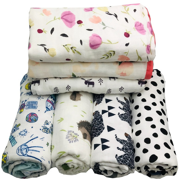 Ins Hot Four Layer 100% Cotton Muslin Baby Blanket For Newborn Swaddling Super Comfy Bedding Blankets Swaddle Wrap 120*120 CM