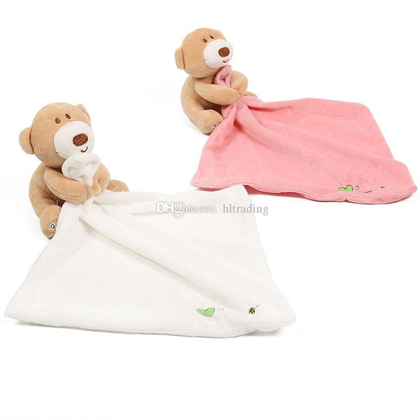 Baby Sleeping Appease Blanket Toddler plush Toys cartoon Bear Dolls Appease towel 24*24cm C4791