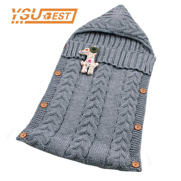 2018 Baby Winter Stroller Sleep Sack Newborn Toddler Hoody Sleeping Bags Autumn Wrap Warm Knitted Envelope for Infant Boys Girls