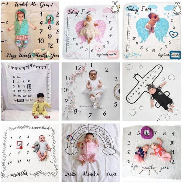 Baby Photo Blankets Toddle Milestone Blankets Photography Backdrops Prop Letter Flower Print Blanket Newborn Wrap Swaddling 30 Styles C6834