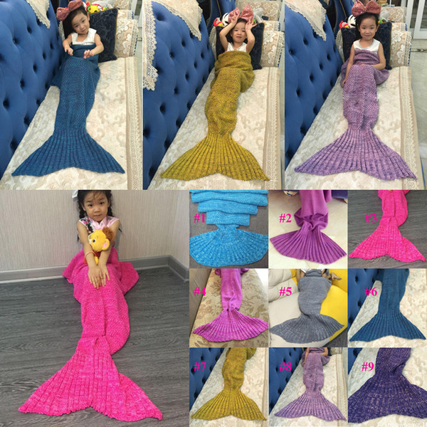 Kids Crochet Mermaid Blankets Handmade Mermaid Blankets Sofa Nap Blankets Children Mermaid Swaddle Mermaid Sleeping Blanket Baby Blanket