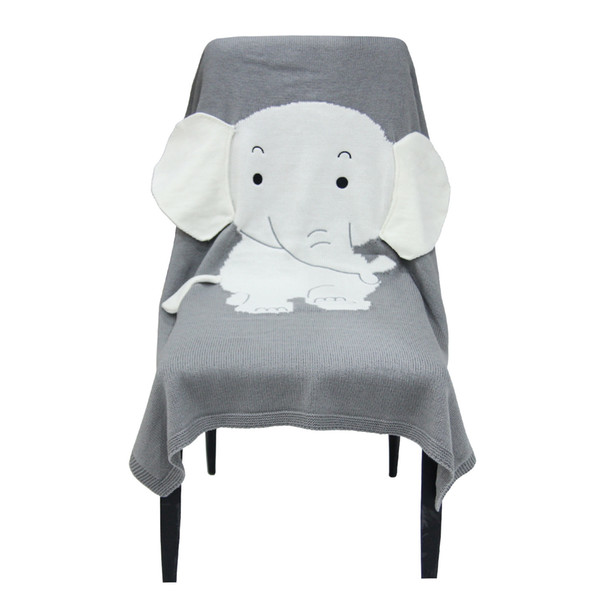 70*110cm Elephant blanket 3D ear blanket children knitted blankets INS hot sell beach mat newborn baby kids blanket