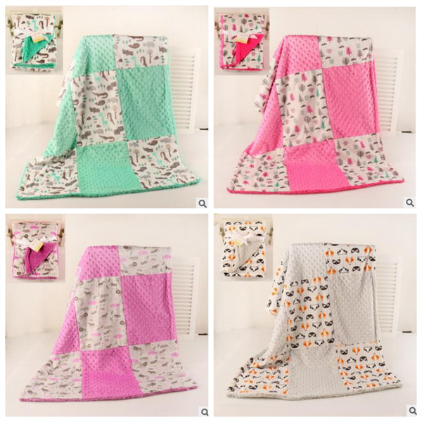 Baby INS Blankets Fleece Hole Warm Swaddle Blanket Kids Dots Contrast Color Print Throw Blanket Infant Super Soft Bedding Sofa Blanket J443