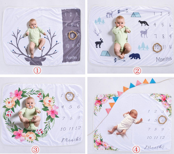 Xmas 76*102CM newborn photography background props baby photo prop fleece floral deer printed backdrops infant swaddle blankets wraps soft