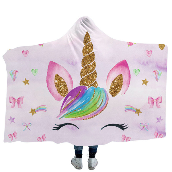 48 Designs Fashion Sherpa Blanket Wearable Fleece Blankets Oversized Unicorn Throw Blankets Cartoon Unisex Warm Bathrobe Christmas Gift