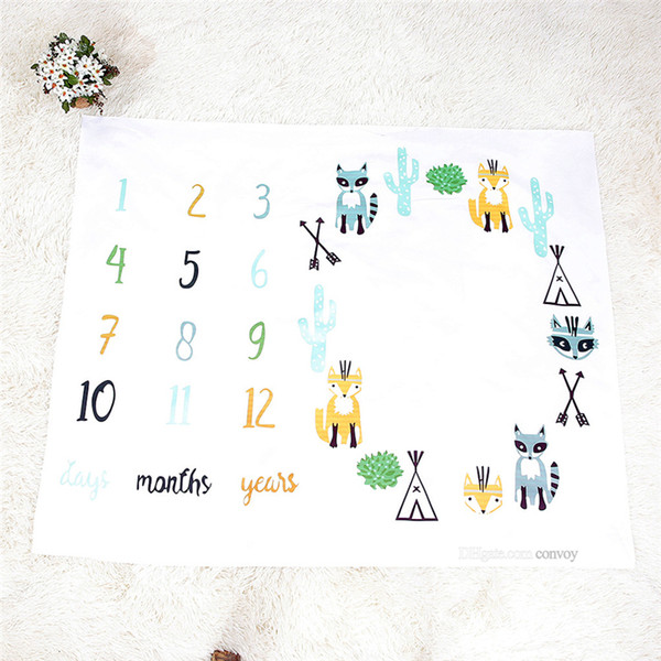 New Ins infant Fox Photo Blanket Baby photography background blanket photo prop Baby backdrops Number print cloth mat 100*100CM BHB19